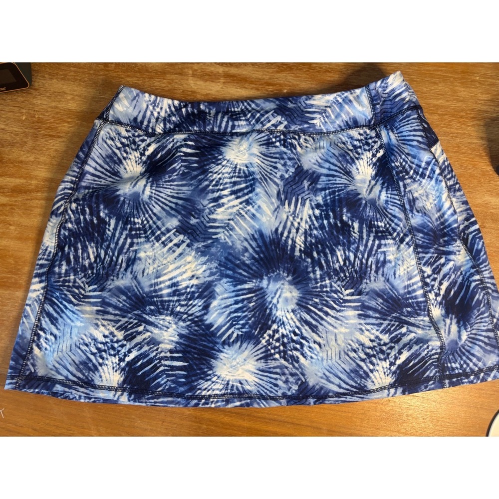 Lands End Womens Blue White Sunburst Print Active Skort Size 1X 16W-18W 507242